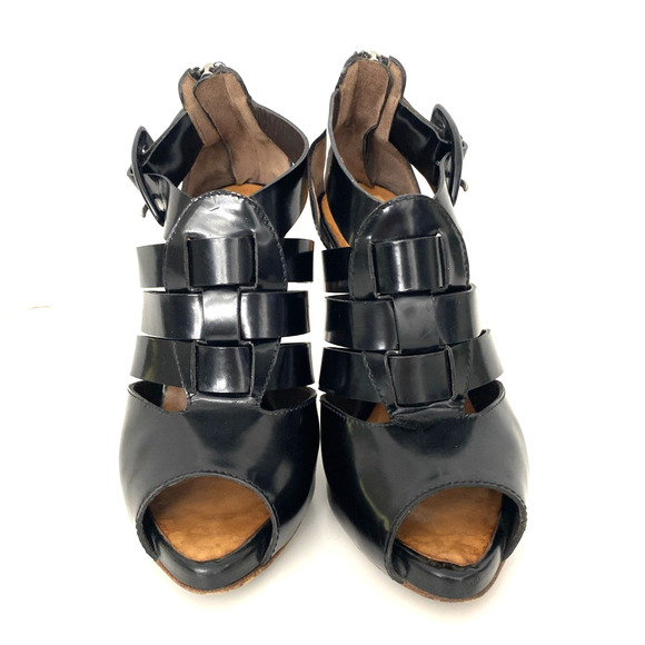 Giuseppe Zanotti Caged Sandal Black Peep Toe Slim Heel Back Zip Ankle St… - Picture 4 of 8